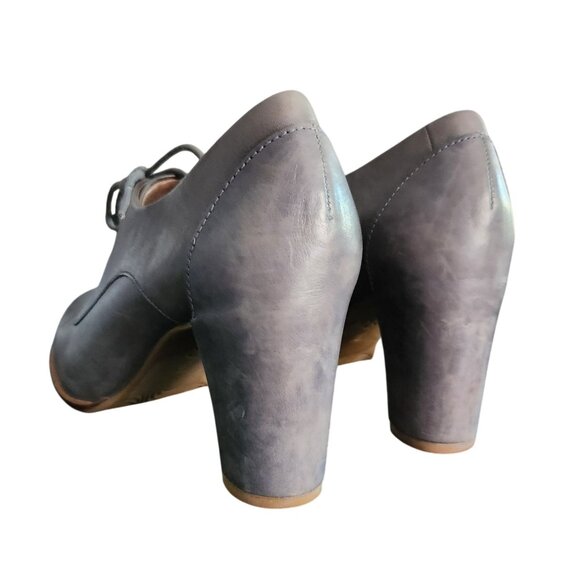 Ecco Oxford Lace Up Heels Blue Gray Boots Womens Size 8-8.5 Vintage Whimsigoth - Picture 8 of 10